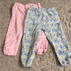 Bundles Baby Place Pink Cheetah Blue Floral Kids Leggings Set - 9-12 months